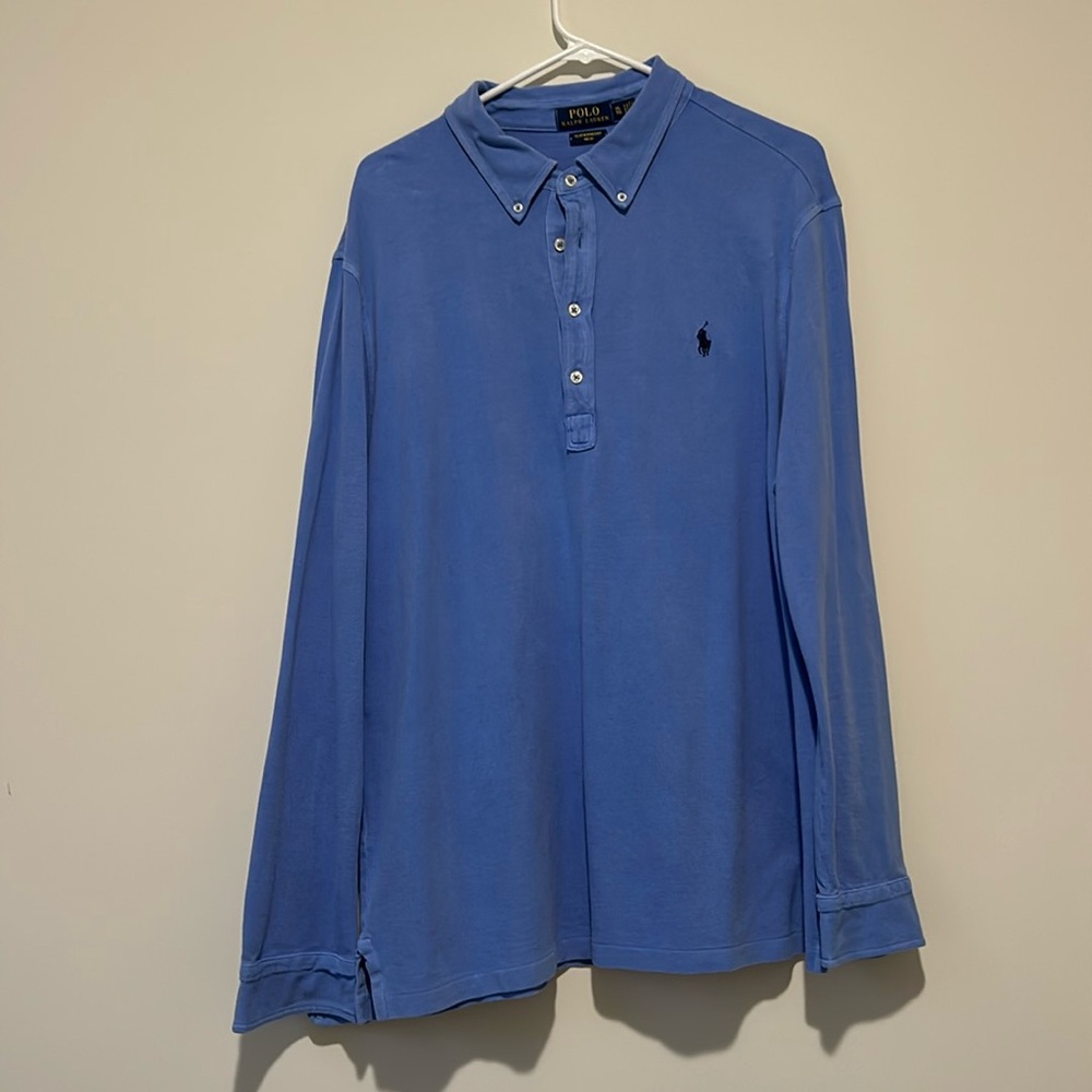 Men’s featherweight mesh long sleeve polo by POLO Ralph Lauren